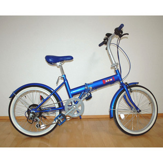 自転車 (値下げ）(新品同様）3段切り替20インチ折りたたみ自転車(ブルー）