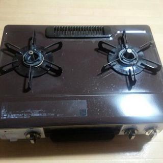 都市ガス　コンロ　二口　茶色