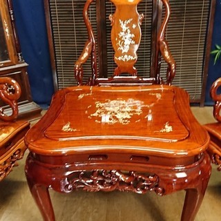 【Ｄ5 極上 李朝家具 応接5点セット 唐木 螺鈿】