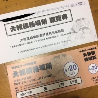 【4/20】大相撲 柏場所 チケット1枚