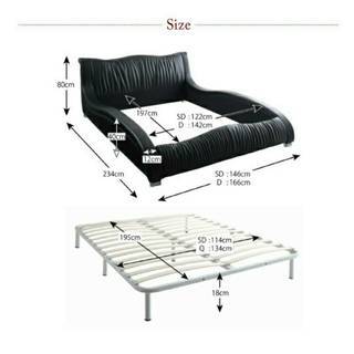 【激安セール】ダブル・マットレス付・デザイナーズベッド・高級レザー・モダンデザイン・ブラック