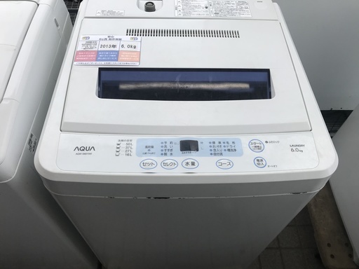 簡易乾燥機能付洗濯機　AQUA　AOW-S601　6kg　2013年製