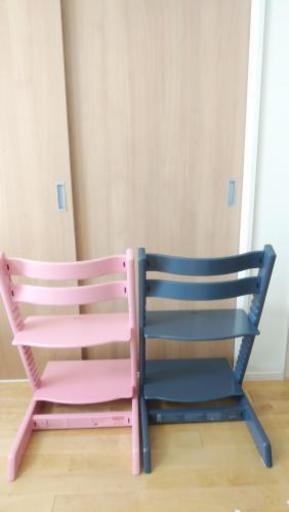 【商談中】ストッケ STOKKE トリップトラップ 2脚 ピンク・ダークブルー