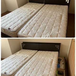 ★美品★アスリープ ASLEEP シングルベッド2台 ワイドキング