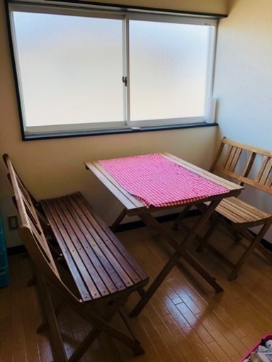 ガーデンテーブル☆オシャレダイニングテーブル 3点セット