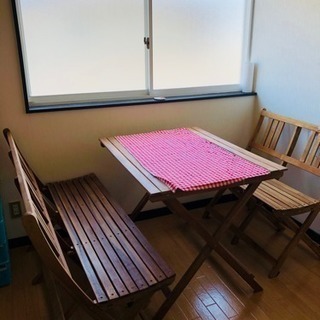 ガーデンテーブル☆オシャレダイニングテーブル 3点セット