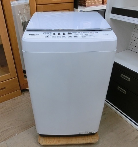 【販売終了しました。ありがとうございます。】Hisense　5.5㎏　ステンレス槽　全自動洗濯機　HW-G55A　2018年製　中古品