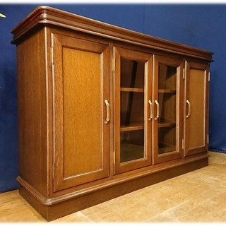 木製ガラス扉サイドボード サイドボード ワイス 観音扉 ガラス扉 引き出し付 レッドオーク | 収納