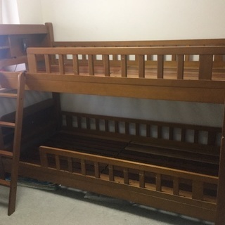 ブラウン木製 二段ベッド 