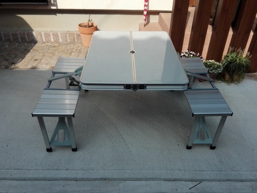 ピクニックテーブル チェア一体 折りたたみ アルミ ほぼ新品