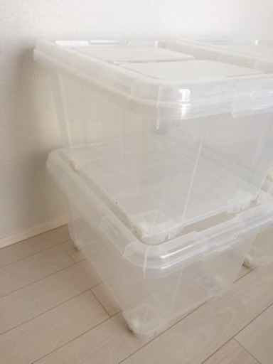 Home Coordy フタ式コロ付き衣装ケース 4個セット クリア まとめ売り Azu S 西春の収納家具 収納 ケース の中古あげます 譲ります ジモティーで不用品の処分