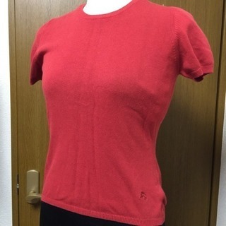 バーバリー ブルーレーベル 赤綿 半袖セーター 夏セーター Mサイズ 