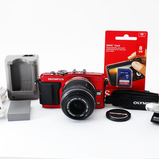 JOSEPH HOMME タグ付きライトラムナッパ シングルライダース-OLYMPUS Pen Lite E-PL6 レッド レンズキット★極上美品★自分撮りできる★8GB新品SDカード、外付けフラッシュ付き！