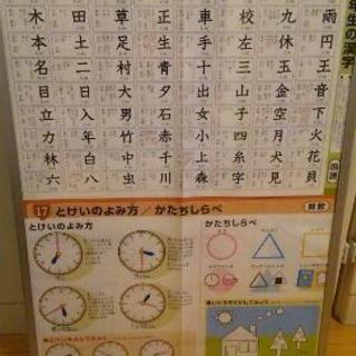学習ポスターパネル（小学１年生用）漢字、時計の読み方【無償にしました】