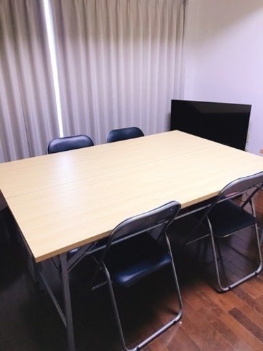 【配送可能】会議テーブルセット（幅1800×奥行き600×高さ700）×2台とイス4脚