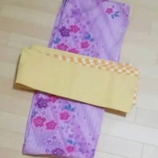 花柄薄紫 浴衣帯セット
