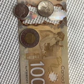 カナダの硬貨と紙幣です