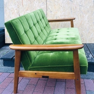 【受付中】送料無料 Karimoku カリモク60 2シーター 2Pソファ 2人掛けソファ モケットグリーン Kチェア ケイチェア  北欧 インテリア D&Department ディーアンドデパートメント