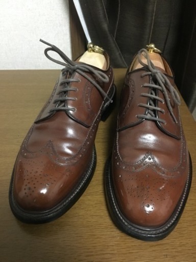 最も完璧な スコッチグレイン ウイングチップ 茶色 革靴 - www