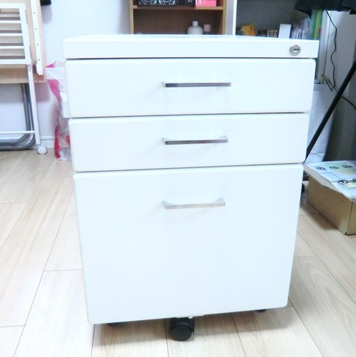 【美品】ニトリ ワゴン キャビネット サイドワゴン 3段 ホワイト 幅40cm