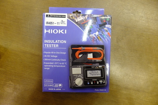 電材 販売 買取 HIOKI 5レンジデジタル絶縁抵抗計 未使用 店頭展示品 IR4051-11 日置【引取限定 戸畑本店】