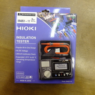電材 販売 買取 HIOKI 5レンジデジタル絶縁抵抗計 未使用 店頭展示品 IR4051-11 日置【引取限定 戸畑本店】