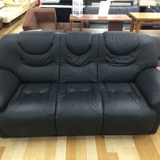 ブラック 合皮 3人掛けソファー【トレファク 岸和田】