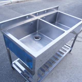 ☆中古品 厨房用品 2槽シンク サイズ：1200×600×800㎜☆