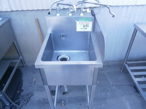 ☆中古品 厨房用品 １槽シンク（蛇口付き） サイズ：450×600×850㎜☆