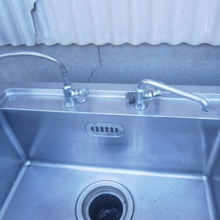 ☆中古品 厨房用品 ２槽シンク（蛇口付き）サイズ：1500×750×850㎜☆