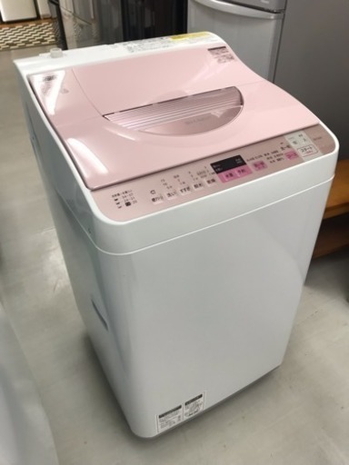 【リサイクルサービス八光　田上店　安心の3か月保証　配達・設置OK】シャープ タテ型洗濯乾燥機 穴なし槽 5.5kg ピンク ES-TX5A-P