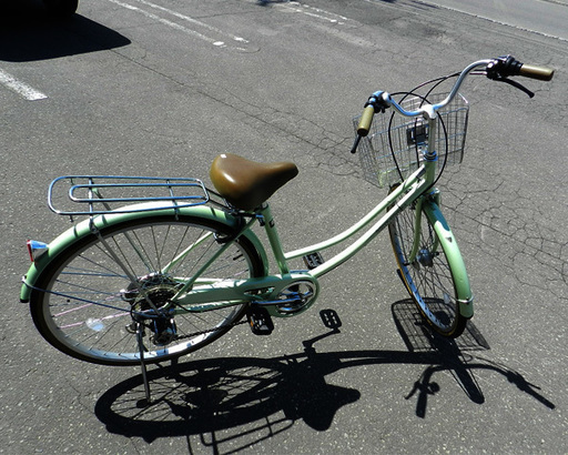 26インチ 自転車　シティサイクル パステルグリーン ママチャリ ☆ PayPay(ペイペイ)決済可能 ☆ 札幌市 北区 屯田 26インチ 自転車 シティサイクル パステルグリーン ママチャリ