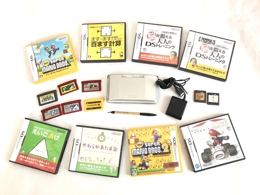 任天堂 DS 本体 ソフト 16本セット マリオカート ニュースーパーマリオ 大人のDSトレーニング えいご漬け やわらかあたま塾 ほか