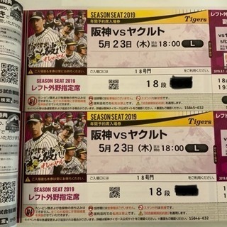 野球 阪神 vs ヤクルト 5/23 甲子園 レフト   ペア