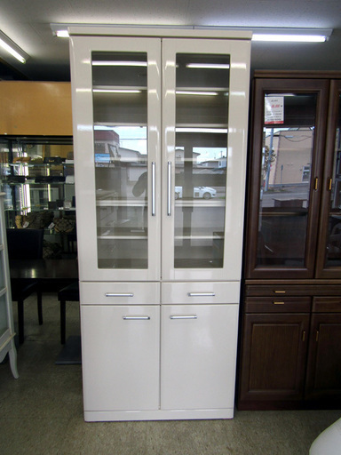 縦型 大型 食器棚 ホワイト 88×210×44cm インテリア家具 キッチン収納