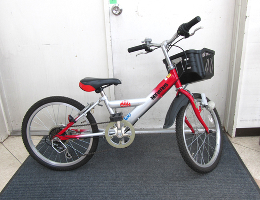20インチ 子供用自転車 6段切替 カゴ付き ライト/鍵付き 赤/白系