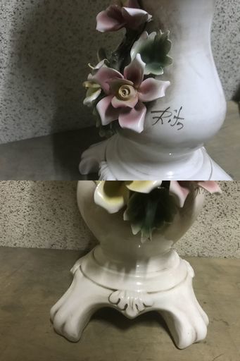 イタリア製 Bassano バッサーノ 花瓶 花台 飾台 フラワーベース オブジェ インテリア 陶器