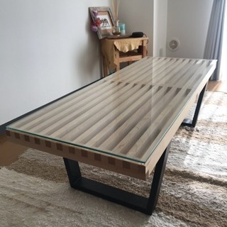 ガラス台付き コーヒーテーブル Low Table with glass top