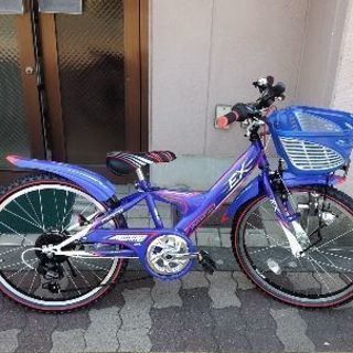 美品☆BRIDGESTONE EX 22吋ジュニアMTB 外装6段/ブルー  