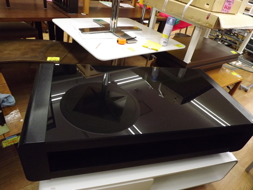 センターテーブル　リビングテーブル　ローテーブル　ガラス天板　収納付き　幅：１２０ｃｍ　黒　札幌　西岡店