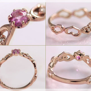 【新品・送料無料】26,400円の品 ピンクトルマリン・ダイヤモンド・K18ピンクゴールド 6号指輪