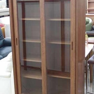 本棚 旭川家具 書棚 大雪木工 スライド扉 本棚 ナラ材 ペイペイ対応 札幌市西区西野　