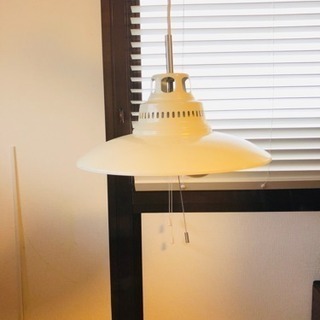 ホーロー ペンダントライト ホワイト 2灯 LED電球(電球色付き)