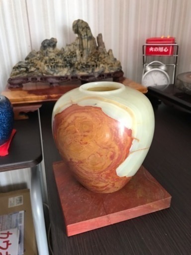 ☆石製花瓶☆ アンティーク 壽山石 装飾的な石製花瓶 フラワーベース 石