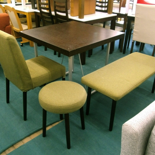 札幌 正方形 80×80cm 2～3人掛けダイニングテーブル 木製 グリーン系 椅子 イス スツール ベンチ セット 木製 グリーン系