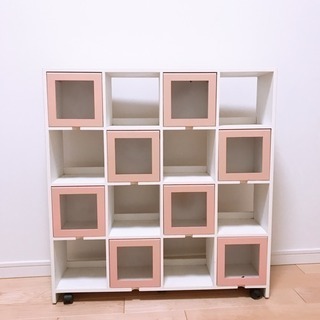 CD収納ラック 小物収納 ホワイト(白)×ピンク  家具 