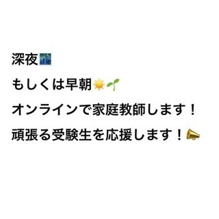 深夜or早朝、オンラインで応援しながら家庭教師をします！場所はどこでも大丈夫！の画像