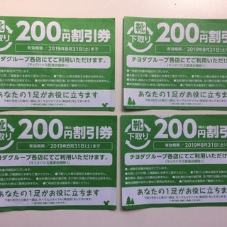 【０円】　東京靴流通センター　靴割引券４枚セット　８月３１日まで有効
