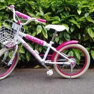 【完了】子供用自転車　女の子用　白とピンクを基調にしたカワイイ自...