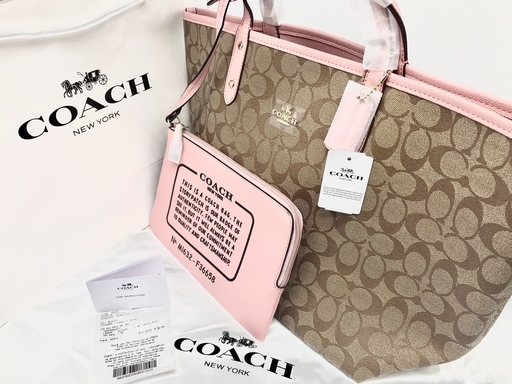 新品未使用品 コーチ COACH トートバッグ バッグ  シグネチャー リバーシブル ポーチ付き
